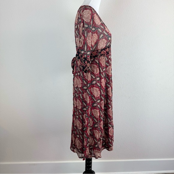 ASOS Women’s Pink and Brown Midi Sundress with Bishop‎ Sleeves Size 2 - Picture 4 of 11